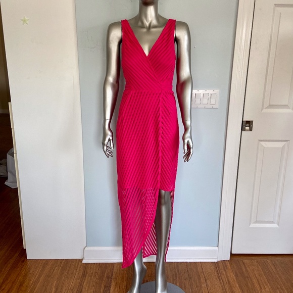 hot pink asymmetrical dress